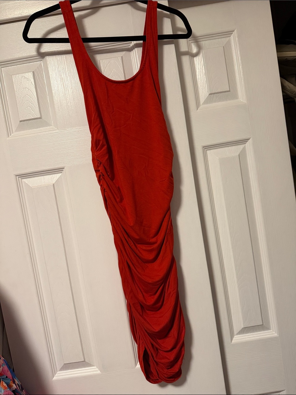 Forever 21 Red Ruched Midi Dress
